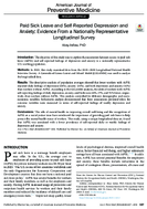 Paid Sick Leave and SelfReported Depression and Anxiety Evidence from a Nationally Representative Longitudinal Survey