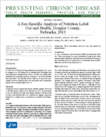 A SexSpecific Analysis of Nutrition Label Use and Health Douglas County Nebraska 2013