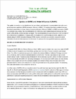 Update on SARS and Avian Influenza a H5N1 Thursday June 10 2004 1735 EDT 535 PM EDT