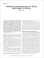 Health Consequences of Child Marriage in Africa