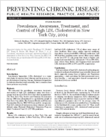 Prevalence Awareness Treatment and Control of High LDL Cholesterol in New York City 2004