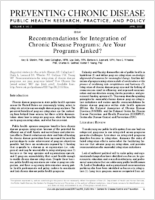Recommendations for Integration of Chronic Disease Programs Are Your Programs Linked