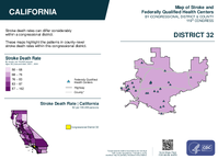 CA Congressional District 32 Stroke and Federally Qualified Health Centers Map 119th Congress