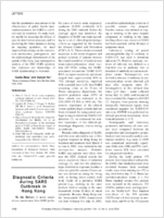 Diagnostic Criteria during SARS Outbreak in Hong Kong