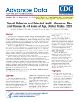 Sexual Behavior and Selected Health Measures Men and Women 1544 Years of Age United States 2002