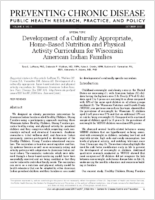 Development of a Culturally Appropriate HomeBased Nutrition and Physical Activity Curriculum for Wisconsin American Indian Families
