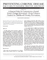A Special Role for Lawyers in a Social Norm Change Movement From Tobacco Control to Childhood Obesity Prevention