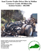 Semi TractorTrailer Driver Dies in Median Crossover Crash 10 Others Die Incident Number 10KY008