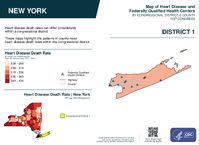 NY Congressional District 01 Heart Disease and Federally Qualified Health Centers Map 119th Congress