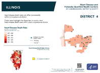 IL Congressional District 04 Heart Disease and Federally Qualified Health Centers Map 118th Congress