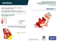GA Congressional District 01 Heart Disease and Federally Qualified Health Centers Map 119th Congress