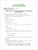 Updated Interim US Case Definition for Severe Acute Respiratory Syndrome SARS Saturday May 24 2003 0925 EDT 925 AM EDT