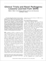 Clinical Trials and Novel Pathogens Lessons Learned from SARS
