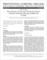 Perceptions of Diet and Physical Activity Among California Hmong Adults and Youths