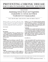 Assessing Retail Fruit and Vegetable Availability in Urban and Rural Underserved Communities