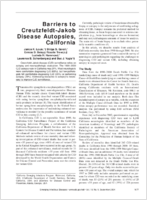 Barriers to CreutzfeldtJakob Disease Autopsies California