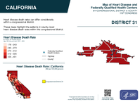 CA Congressional District 31 Heart Disease and Federally Qualified Health Centers Map 119th Congress