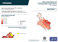 VA Congressional District 01 Heart Disease and Federally Qualified Health Centers Map 119th Congress