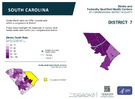 SC Congressional District 07 Stroke and Federally Qualified Health Centers Map 118th Congress