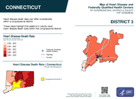CT Congressional District 03 Heart Disease and Federally Qualified Health Centers Map 119th Congress