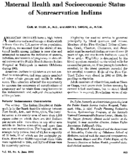 Maternal health and socioeconomic status of nonreservation Indians