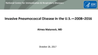 Invasive Pneumococcal Disease in the US20082016