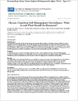 Chronic Condition SelfManagement Surveillance What Is and What Should Be Measured