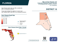 FL Congressional District 18 Heart Disease and Federally Qualified Health Centers Map 119th Congress