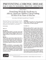 Identifying Metabolic Syndrome in African American Children Using Fasting HOMAIR in Place of Glucose