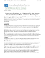 Community Readiness for Adopting a Physical Activity Program for People With Arthritis in West Virginia