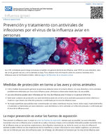 Prevencin y tratamiento con antivirales de infecciones por el virus de la influenza aviar en personas