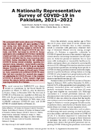 A Nationally Representative Survey of COVID19 in Pakistan 20212022