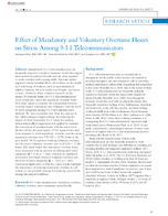 Effect of Mandatory and Voluntary Overtime Hours on Stress Among 911 Telecommunicators