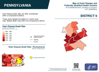PA Congressional District 09 Heart Disease and Federally Qualified Health Centers Map 119th Congress