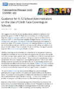 Guidance for K12 School Administrators on the Use of Cloth Face Coverings in Schools Aug 11 2020