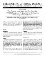 The People with Arthritis Can Exercise PACE Program A Qualitative Evaluation of Participant Satisfaction