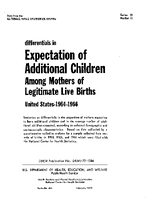 Differentials in Expectation of Additional Children Among Mothers of Legitimate Live Births United States  19641966