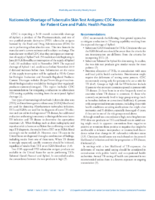 Nationwide Shortage of Tuberculin Skin Test Antigens CDC Recommendations for Patient Care and Public Health Practice