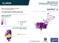 IL Congressional District 13 Stroke and Federally Qualified Health Centers Map 119th Congress