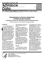 Characteristics of Persons Dying From Cardiovascular Diseases Preliminary Data From the 1986 National Mortality Followback Survey