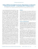 Update ACIP Recommendations for the Use of Quadrivalent Live Attenuated Influenza Vaccine LAIV4  United States 201819 Influenza Season