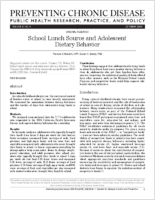 School Lunch Source and Adolescent Dietary Behavior