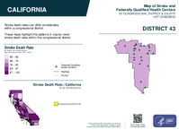 CA Congressional District 43 Stroke and Federally Qualified Health Centers Map 119th Congress