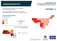 MA Congressional District 03 Heart Disease and Federally Qualified Health Centers Map 118th Congress