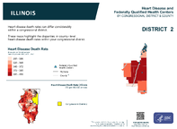 IL Congressional District 02 Heart Disease and Federally Qualified Health Centers Map 118th Congress