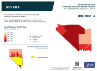 NV Congressional District 04 Heart Disease and Federally Qualified Health Centers Map 118th Congress