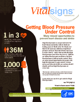 CDC VitalSigns September 2012 Getting Blood Pressure Under Control High blood pressure is a major risk factor for heart disease and stroke both of which are leading causes of death in the US