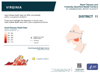 VA Congressional District 11 Heart Disease and Federally Qualified Health Centers Map 118th Congress