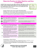 Maternity Practices in Infant Nutrition and Care mPINC in Colorado 2010