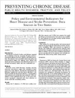 Policy and Environmental Indicators for Heart Disease and Stroke Prevention Data Sources in Two States